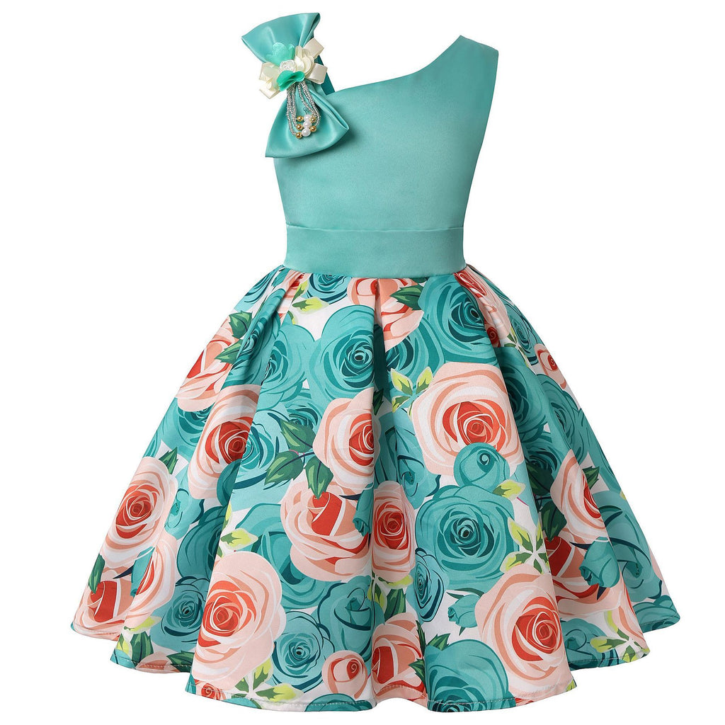 Girls Princess Dresses Digital Print Children's Dresses