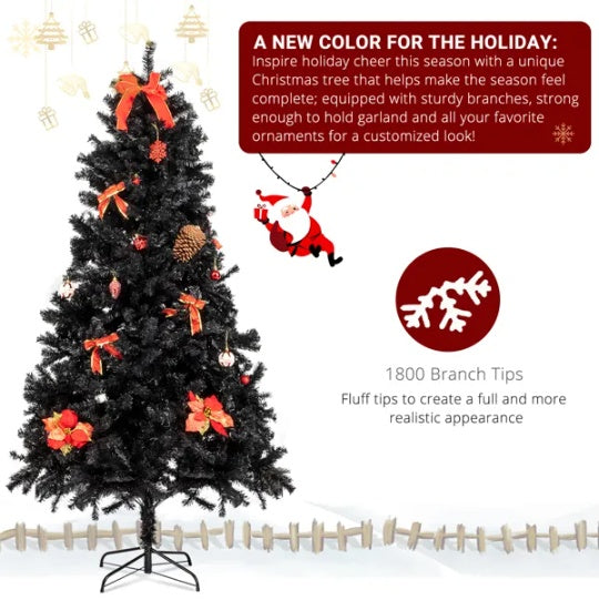 7ft 1500 PVC Branch Christmas Tree Black
