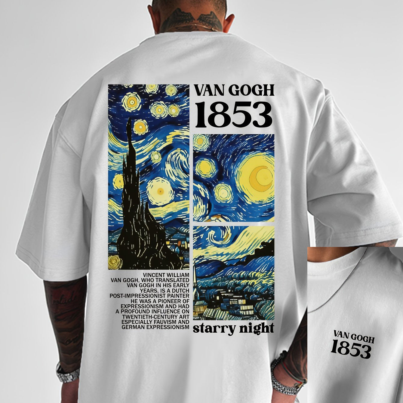 Printed Round Neck Short Sleeve T-shirt Van gogh art
